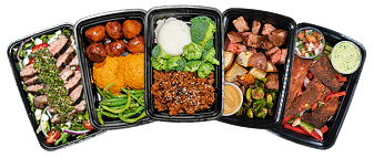 Variety of All In Meals prepared containers