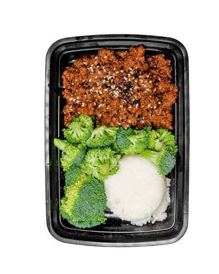 Meal prep container with balanced meal