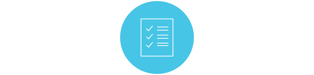 light blue circle with white checklist icon